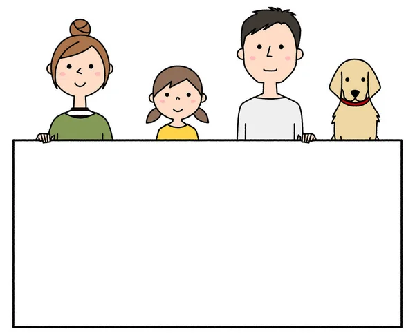 Happy Rodina Bílou Deskou Ilustrace Šťastné Rodiny Bílou Deskou — Stockový vektor