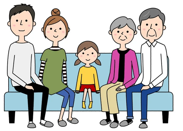 Relax Famiglia Sul Divano Illustrazione Una Famiglia Che Rilassa Sul — Vettoriale Stock