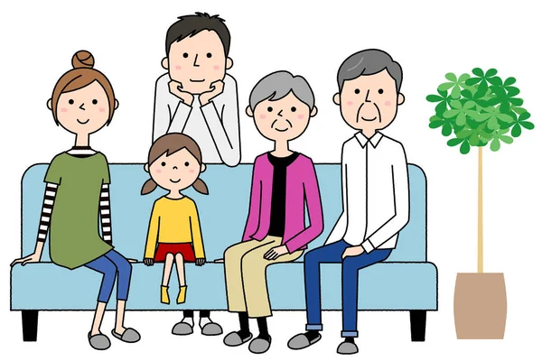 Família Relaxante Sofá Ilustração Uma Família Relaxante Sofá — Vetor de Stock