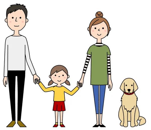 Famiglia Felice Che Tiene Mano Illustrazione Una Famiglia Felice Che — Vettoriale Stock