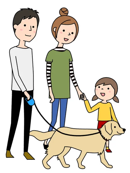 散歩をする幸せな家族 幸せな家族のイラスト — ストックベクタ
