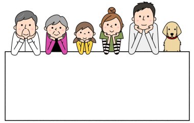 Beyaz tahtası olan mutlu aile / Beyaz tahtası olan mutlu aile tasviri.