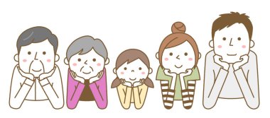 Yanak değneği takan mutlu bir ailenin yanak değneği taktığı bir resim..