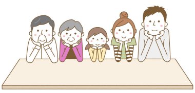 Yanak değneği takan mutlu bir ailenin yanak değneği taktığı bir resim..