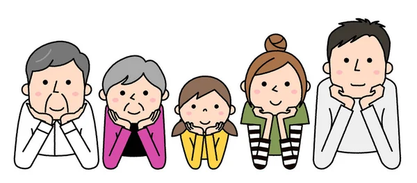 Szczęśliwa Rodzina Nosząca Laskę Policzkową Ilustracja Szczęśliwej Rodziny Noszącej Laskę — Wektor stockowy
