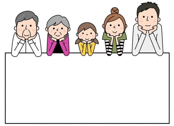 Gelukkige Familie Met Wit Bord Illustratie Van Gelukkig Gezin Met — Stockvector