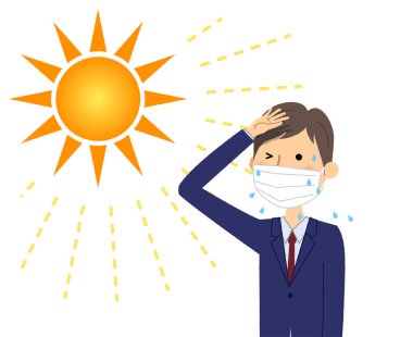 İş adamı muhtemelen sıcak çarpması geçirecek. Güneş çarpması geçirmesi muhtemel bir iş adamının resmi..