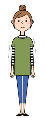 Kırgın bir genç kadın / Kızgın bir genç kadının tasviri.