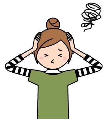 - Kafasını tutan genç bir kadın. - Kafasını tutan genç bir kadının resmi. Bunalımdayım..