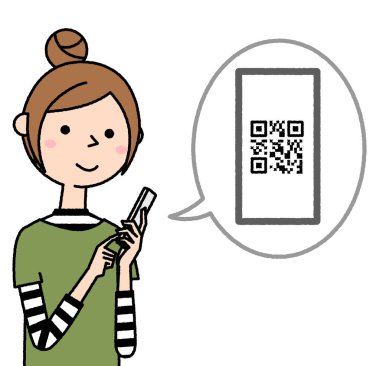 - Akıllı telefon kullanan genç bir kadın. - Akıllı telefon kullanan genç bir kadının resmi. QR koduna bakıyorum..