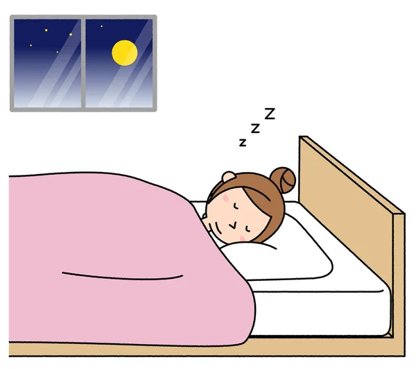 Young Woman Sleeping Soundly Illustration Young Woman Who Sleeps Soundly — Stock Vector