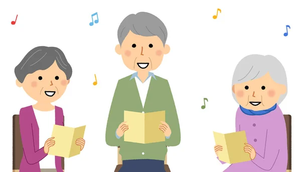 Ηλικιωμένοι Που Τραγουδούν Μια Αναψυχή Είναι Μια Απεικόνιση Των Ηλικιωμένων — Διανυσματικό Αρχείο