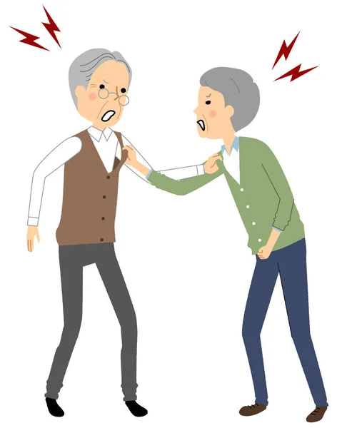 Elderly Yelling Each Other Illustration Elderly People Yelling Each Other — Stock Vector