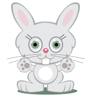 Dümdüz ileri seyir hoş geldiniz hareketle genişletilmiş pençeleri ile sevimli gri çizgi bunny