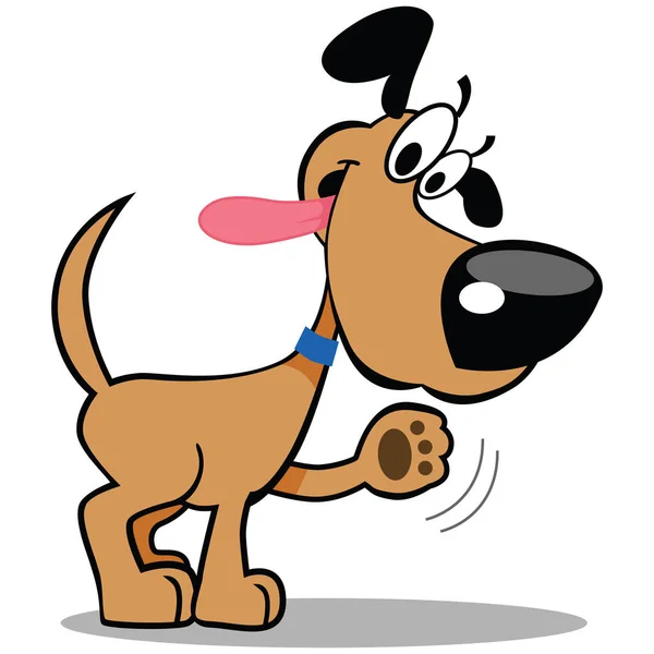 Domme Bruin Vector Hond Zwaaien Met Cartoon Ballon Zoek Zijwaarts — Stockvector