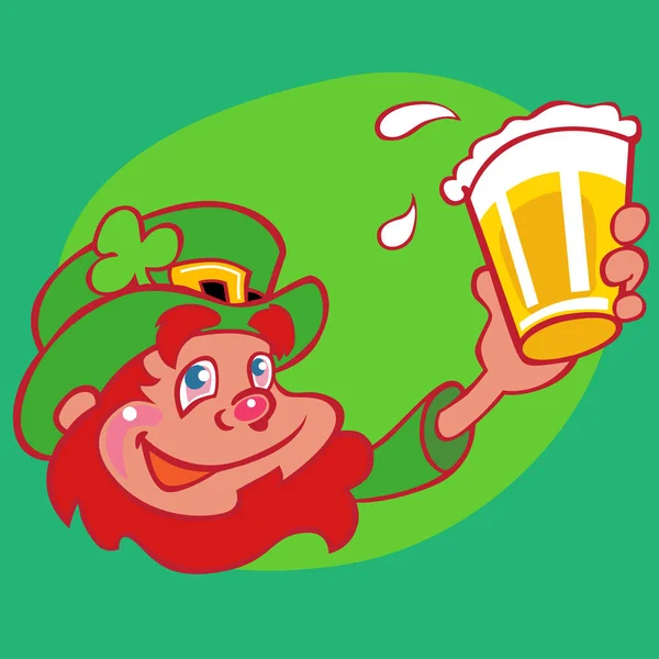 Lutin ivre barbe rouge et bière — Image vectorielle