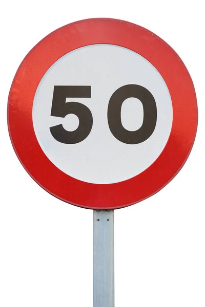Traffic Sign Speed Limit Isolated White Background — Stock Photo, Image