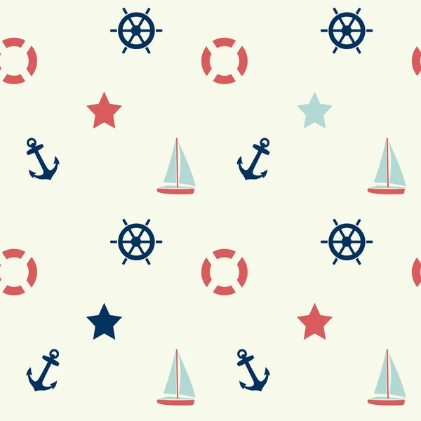 Nautical theme seamless background — Stock Vector