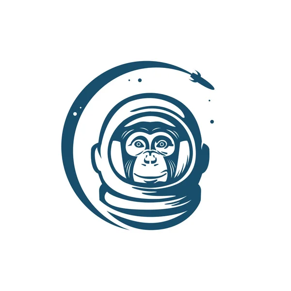 Space Monkey Vector Illustration White Background — Stock Vector