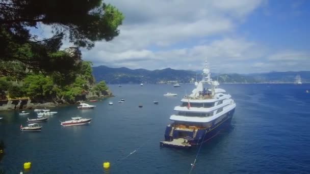 Schiffe auf dem Wasser. poortofino. Italien 06.092018 — Stockvideo