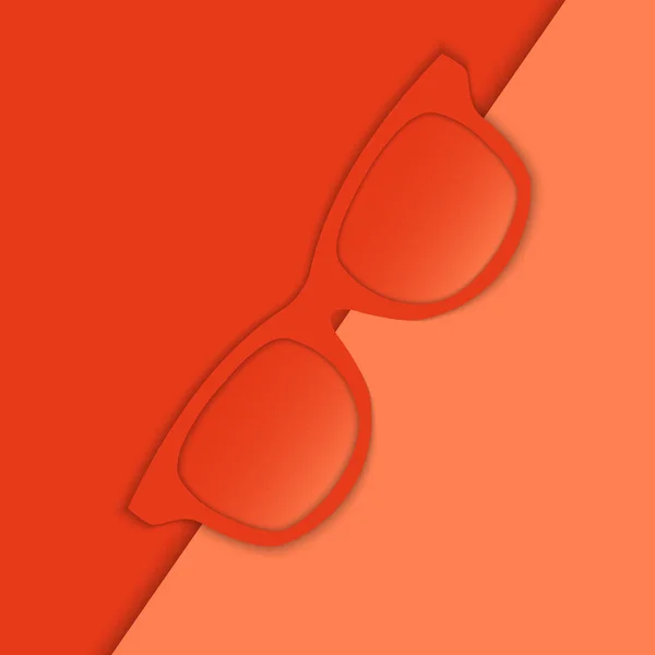 时尚珊瑚眼镜上的珊瑚背景特写镜头 顶视图 2019年的颜色活珊瑚 矢量插图 剪纸风格 — 图库矢量图片