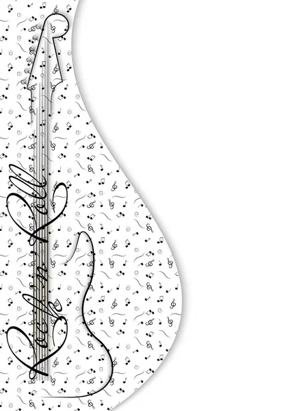 黑色和白色音乐背景 在白色音乐背景上的吉他和题字摇滚 派对邀请函设计 迪斯科 音乐横幅 向量例证 — 图库矢量图片