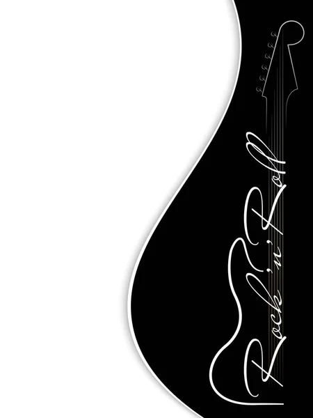 Fondo Música Blanco Negro Guitarra Inscripción Rock Roll Diseño Invitación — Vector de stock