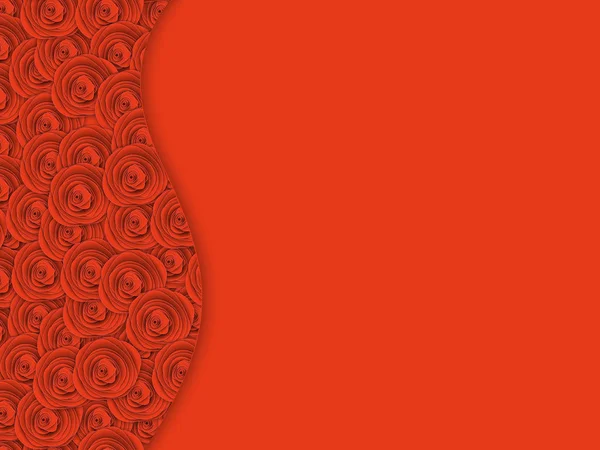 Abstract coral background with roses and place for text. The color of the year 2019 Live Coral.  3D illustration. Paper cut art style.