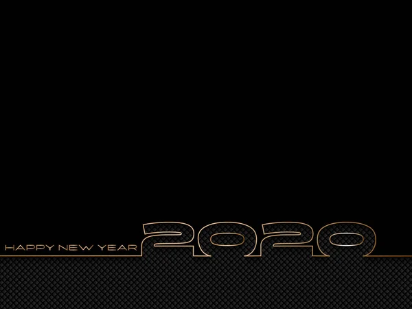 黒とカーボンの背景に金色の数字2020。グリーティングカード、招待状、バナー、壁紙のデザインのためのハッピーニューイヤーやメリークリスマスの背景。3d ベクターイラスト. — ストックベクタ