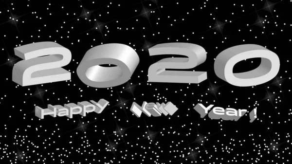 Szczęśliwego nowego roku 2020d projekt tekstu logo. Okładka dziennika biznesowego dla 2020 z życzeniami. Szablon projektu broszury, karta, baner. Grafika wektorowa 3D. — Wektor stockowy
