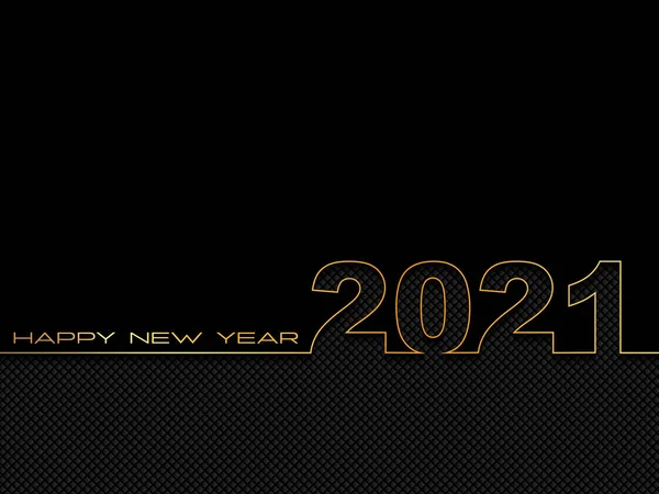 Fondo de Año Nuevo negro y oro. Feliz año nuevo 2021 logotipo de diseño de texto. Cubierta de diario de negocios para 2021 con deseos. Plantilla de diseño de folleto, tarjeta, banner. Ilustración vectorial . — Vector de stock