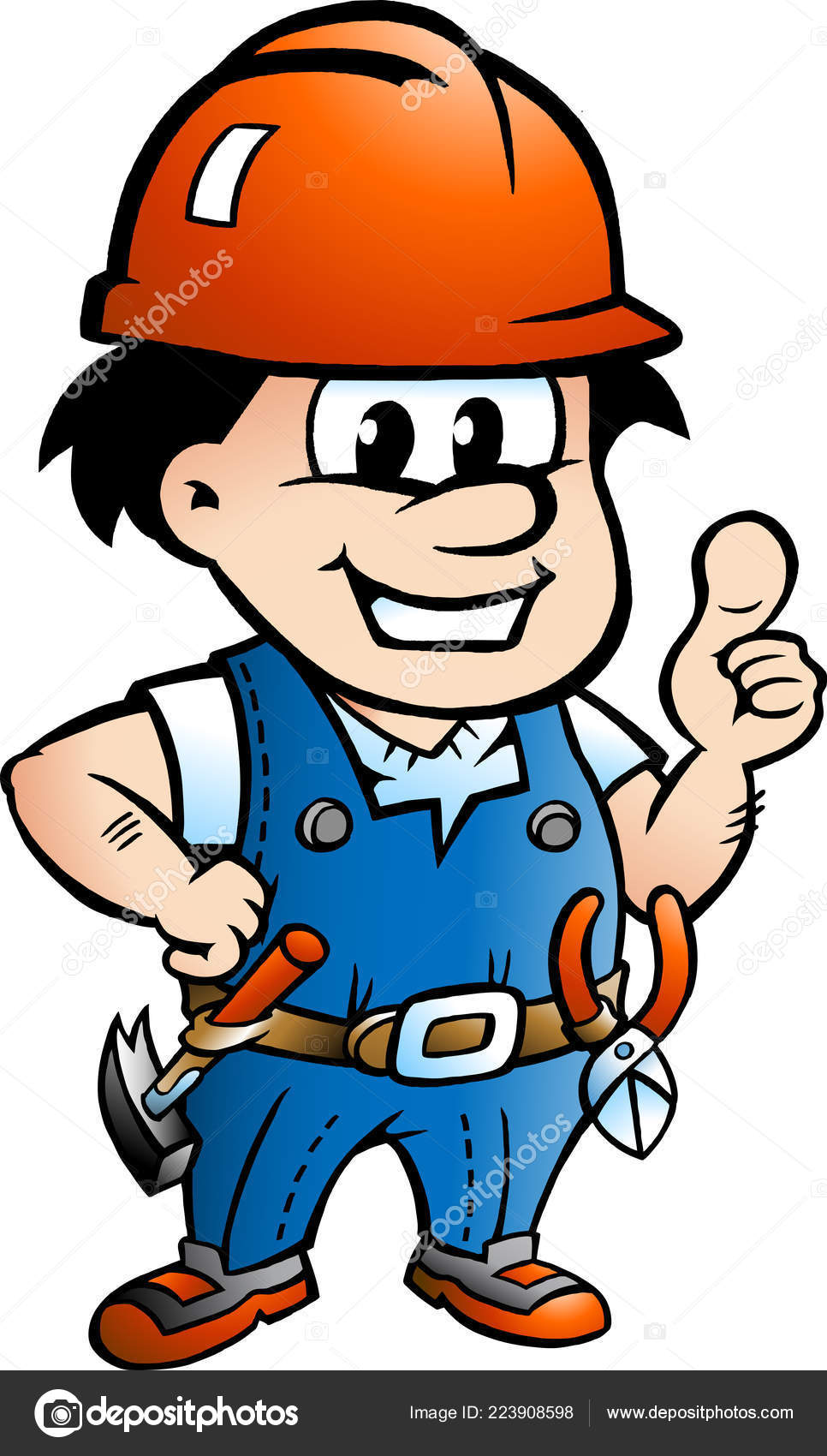 Vector Ilustración Dibujos Animados Trabajador Construcción Feliz Handyman  Vector de stock #223908598 de ©DrawShop, image size:966x1700
