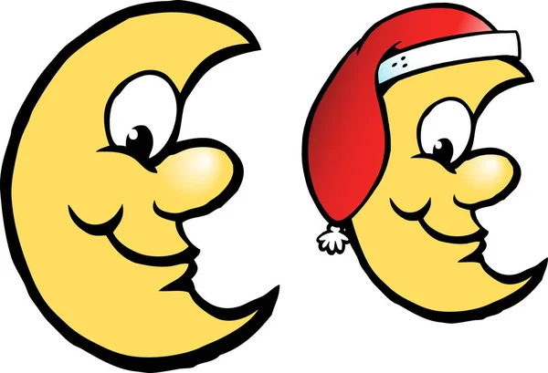 Vektor Cartoon Illustration Eines Glücklichen Gelben Weihnachtsmondes — Stockvektor