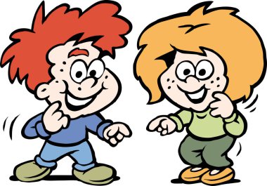 Bir çekici mutlu çocuk çizgi film vektör çizim