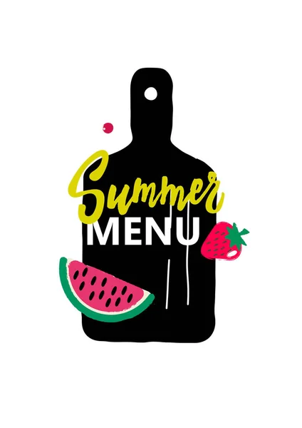 Sommermenüeinband Designkonzept Für Café Werbung Promotion Handgezeichnete Illustration Von Wassermelone — Stockvektor