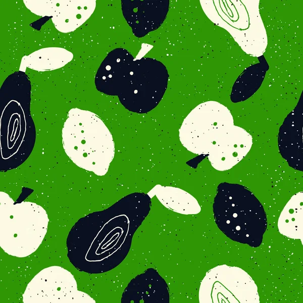 Плоди Безшовний Візерунок Яблуко Груша Лимон Концепція Фону Меню Ресторану — стоковий вектор
