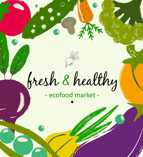 Φρέσκα Και Υγιεινά Φυτικά Banner Έννοια Μπορεί Χρησιμοποιηθεί Για Ecomarket — Διανυσματικό Αρχείο