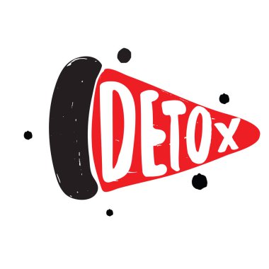 Tipografi poster. Yazı alıntı. Detoks. El çizimi karpuz pop sanat tarzında çekilmiş. Eko, organik etiket, sağlıklı yaşam tarzı, diyet için kavram