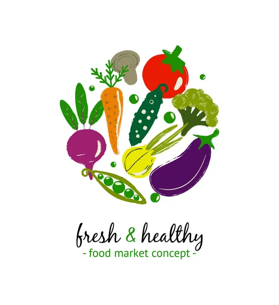 Logo Concept Ecomarket Organic Farm Labels — Stock Vector