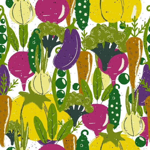 Vegetables Seamless Pattern Concept Restaurant Menu Backdrop Smoothies Bar Eco — Stock Vector