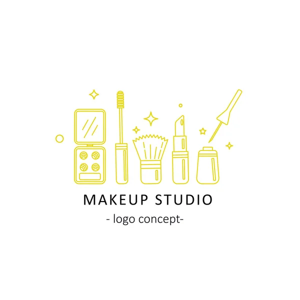 Make Studio Koncepcja Logo Ilustracja Składają Się Atrybuty Grafika Liniowa — Wektor stockowy