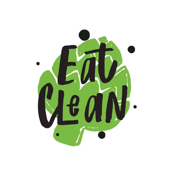 Χειρόγραφα Γράμματα Απόσπασμα Eat Clean Εικονογράφηση Της Αγκινάρας Έννοια Του — Διανυσματικό Αρχείο