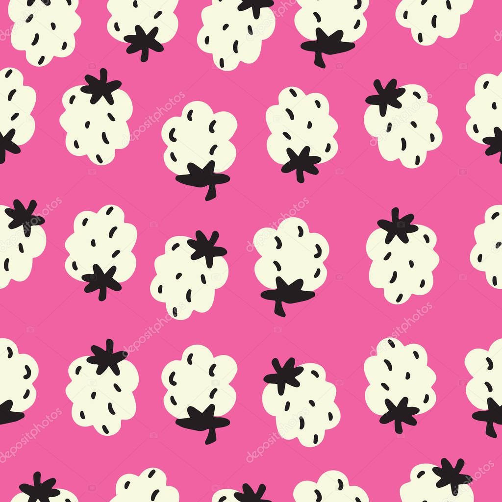 Raspberry seamless pattern made in vector. Hand drawn style