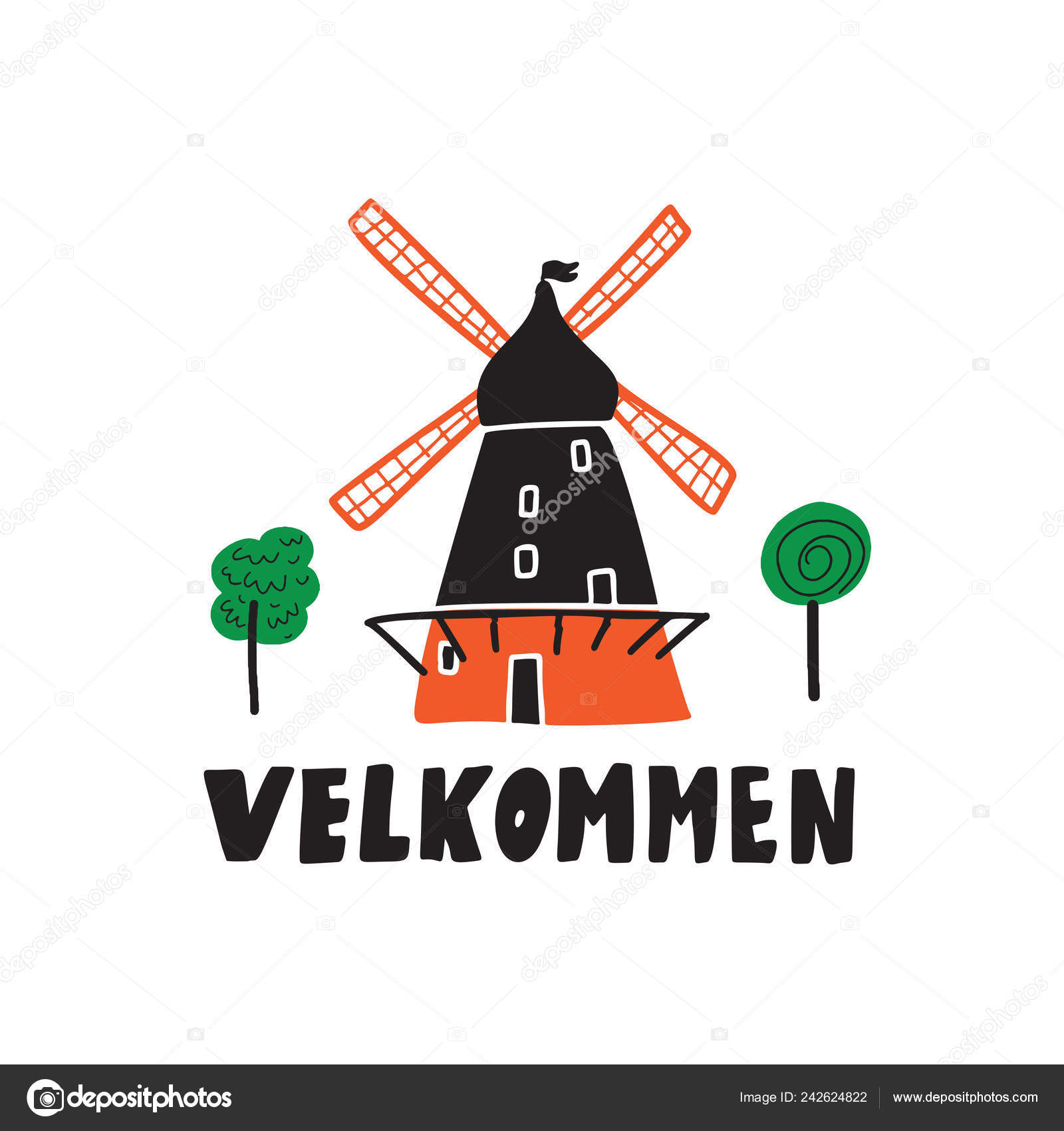 Antigo moinho de vento, a Dinamarca livre de direitos Vetores Clip Art  ilustração -vc112387-CoolCLIPS.com