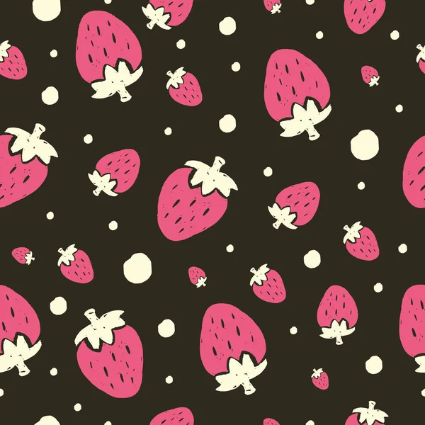Strawberry seamless pattern made in vector. Hand drawn elements. Textile, wall paper design.
