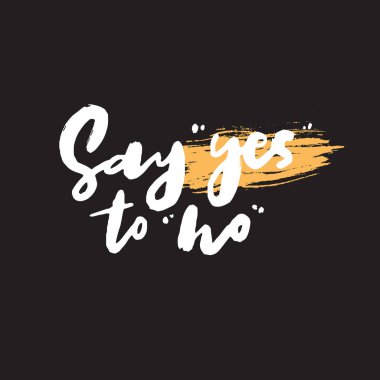 Evet Hayır! Komik el alıntı yazılı. Kelime oyunu. Vektör