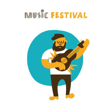 Singewith gitar vektör Illustration. Müzik Festivali conceprt.