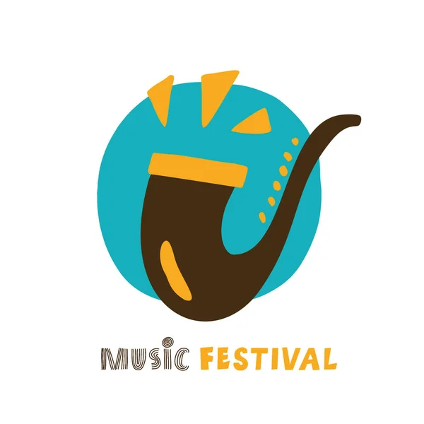 Roliga hand dras illustration av spela saxofon, gjort i vector. Music festival koncept — Stock vektor