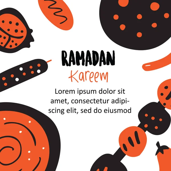 Concept de bannière Ramadan Kareem. Illustration vectorielle de la cuisine du Moyen-Orient — Image vectorielle