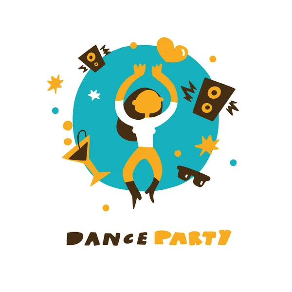 Ręcznie rysowane ilustracji dziewczyny taniec. Dance party plakat wektor. — Wektor stockowy